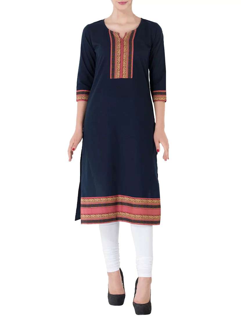 blue cotton straight kurta