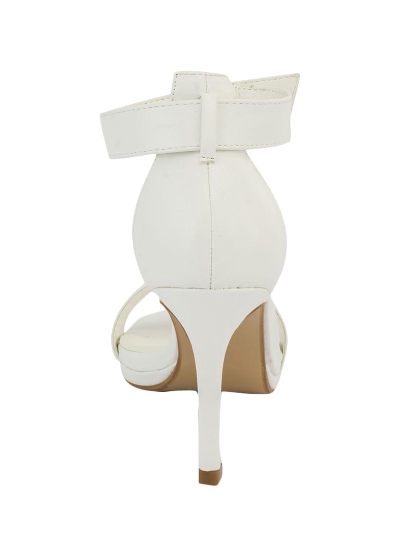 white faux leather ankle strap sandals - 14051908 - Standard Image - 2