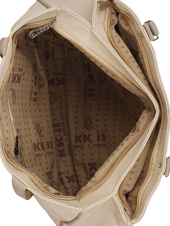 cream leatherette regular handbag - 14052008 - Standard Image - 2