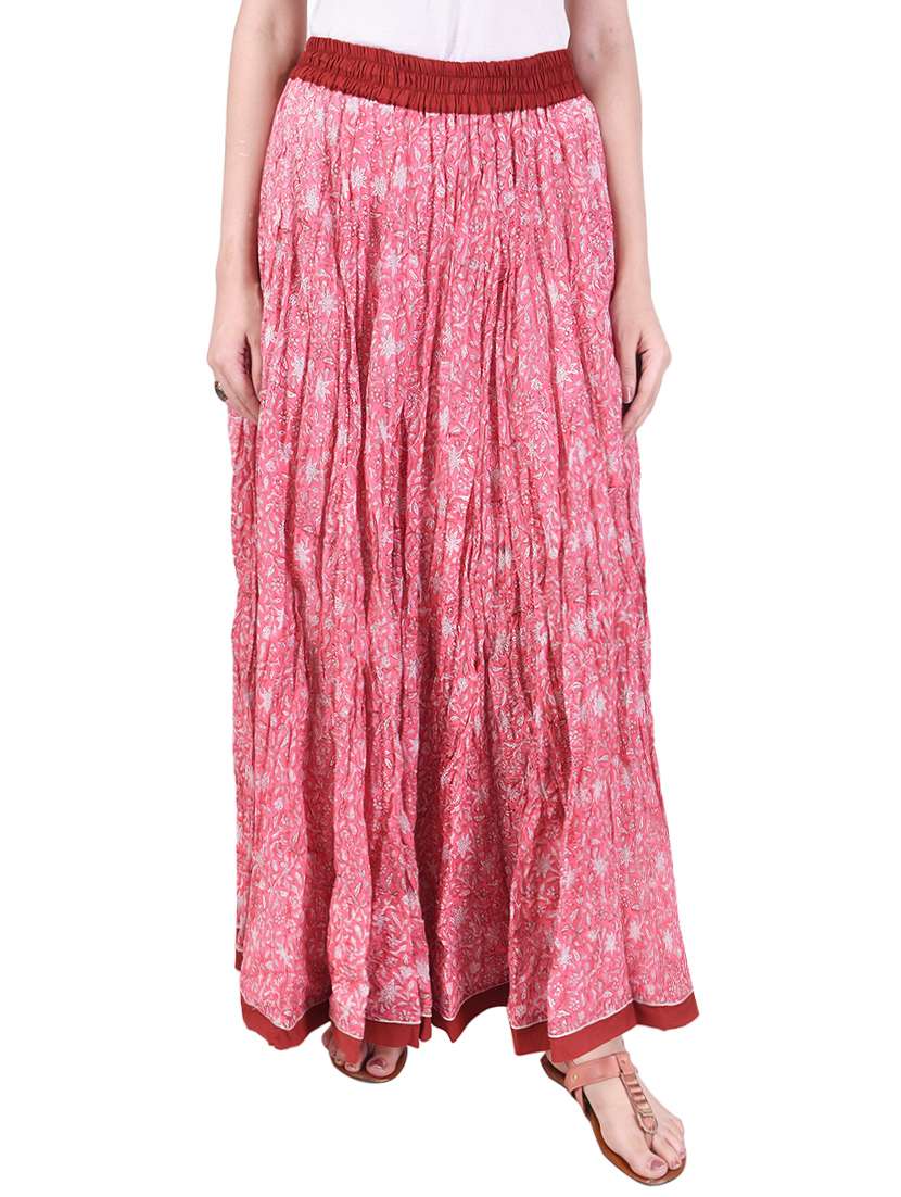 pink lemon peach' printed cotton skirt