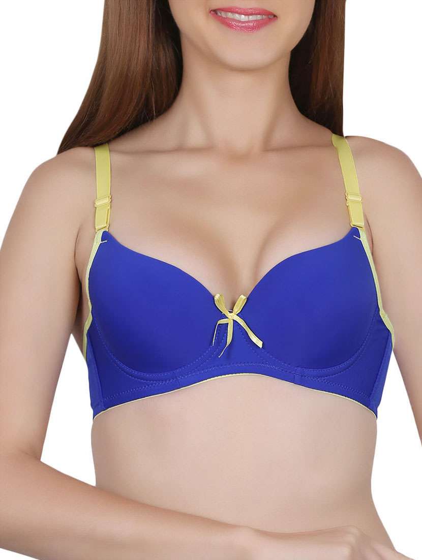 solid blue push up bra