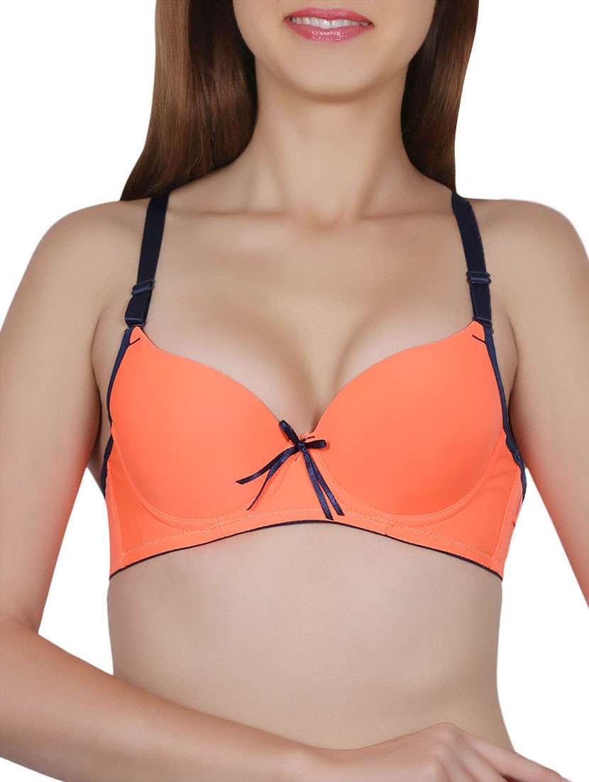 solid orange push up bra