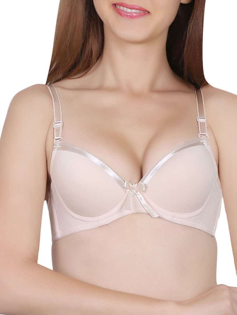 solid beige push up bra