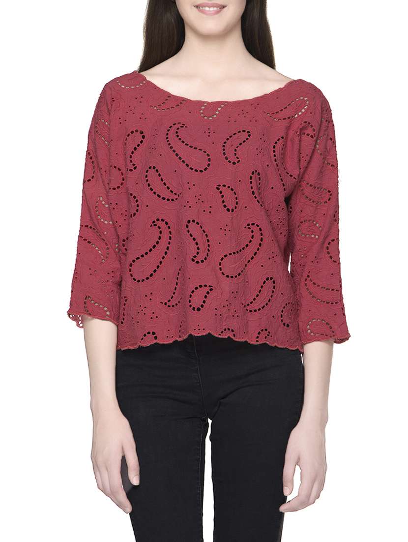 red cotton regular top