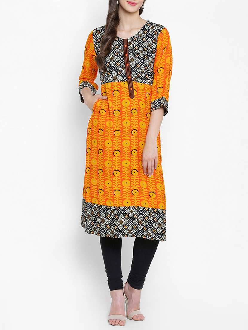 multi colored rayon straight kurta