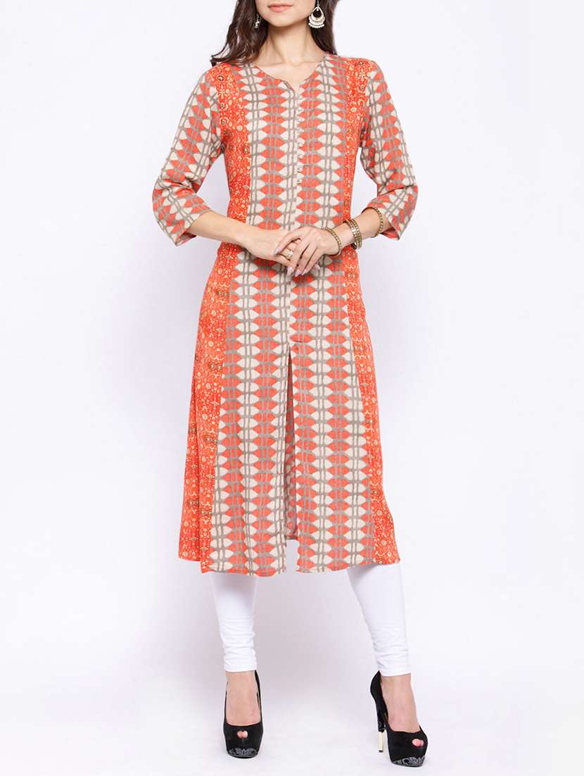 multi colored rayon high slit kurta