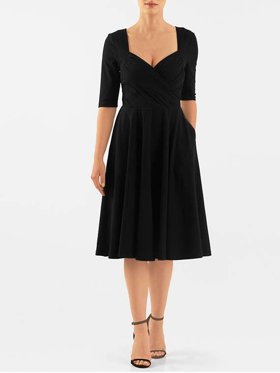 sweet heart neck flared dress