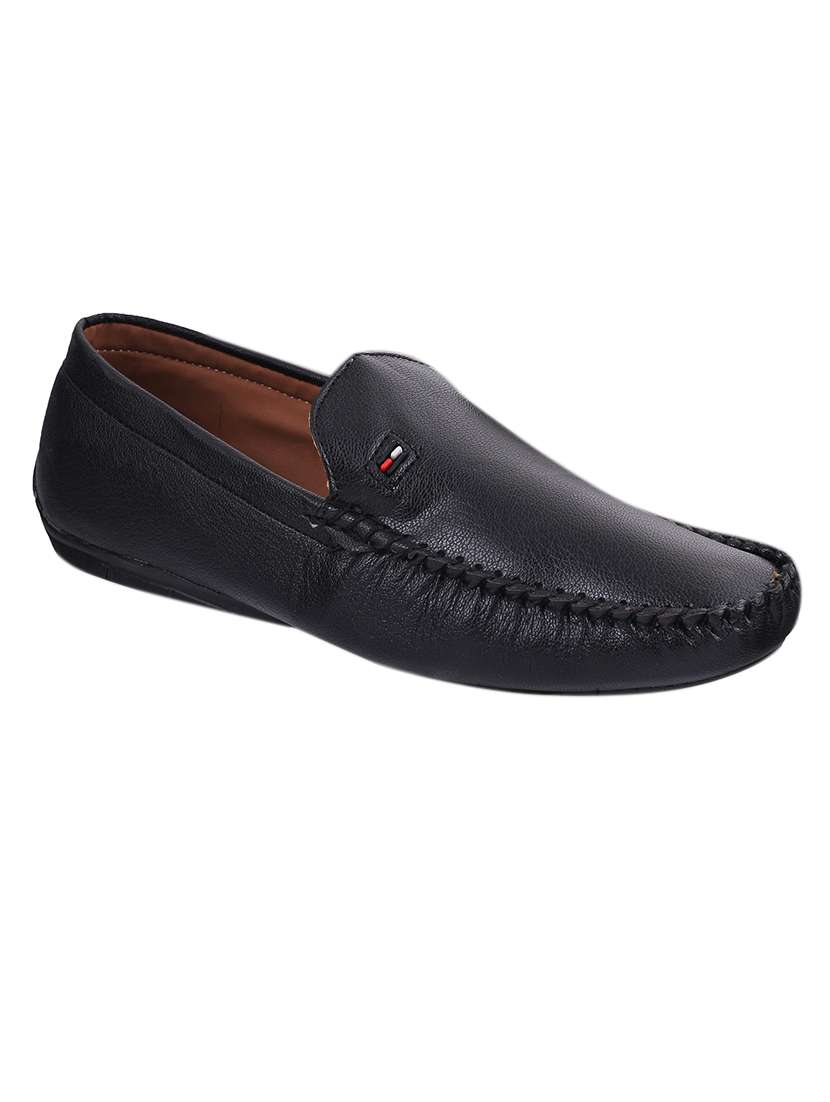 black leatherette slip on loafer