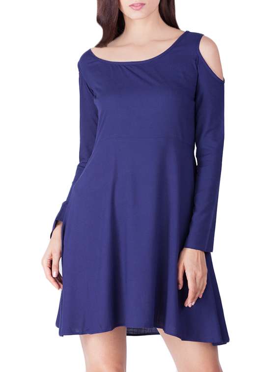 navy blue rayon a-line dress