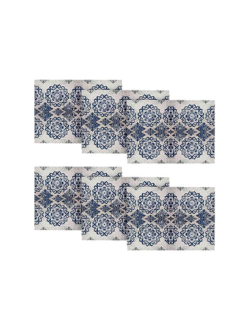 printed polyester table mat set of 6 pcs by ambbi collections