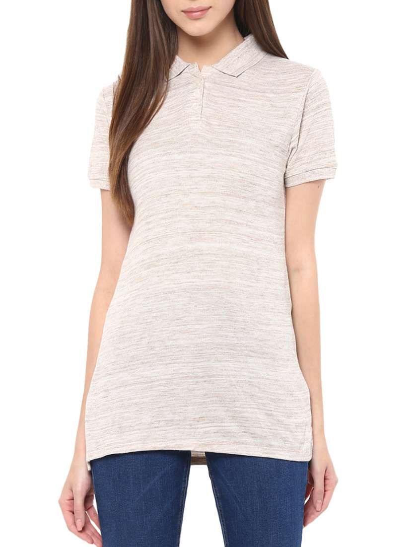 women's all over print polo neck t-shirt