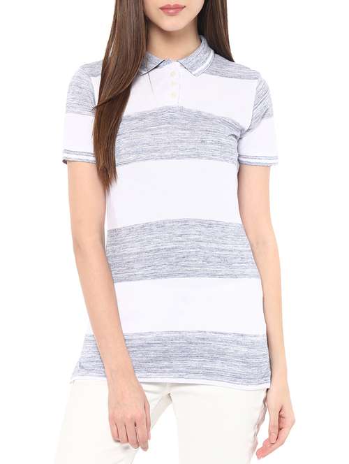 women's color block polo neck t-shirt - 14082142 -  Standard Image - 0