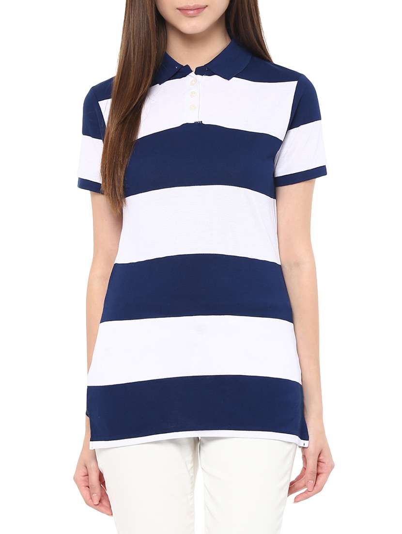 women's striped polo neck t-shirt - 14082145 -  Zoom Image - 0