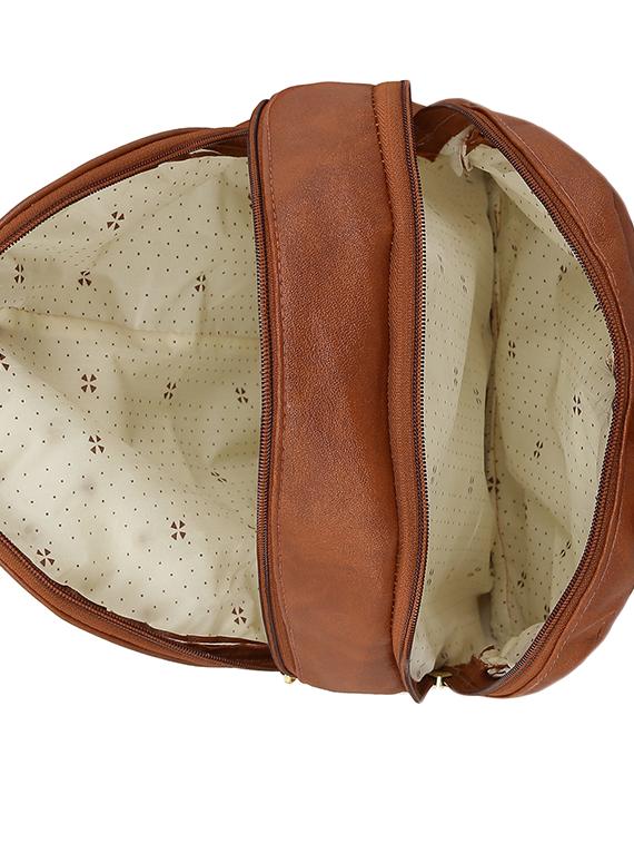 brown leatherette fashion backpack - 14082319 - Standard Image - 2