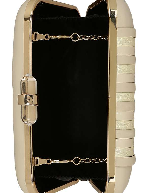 beige metal box clutch - 14082335 -  Standard Image - 2