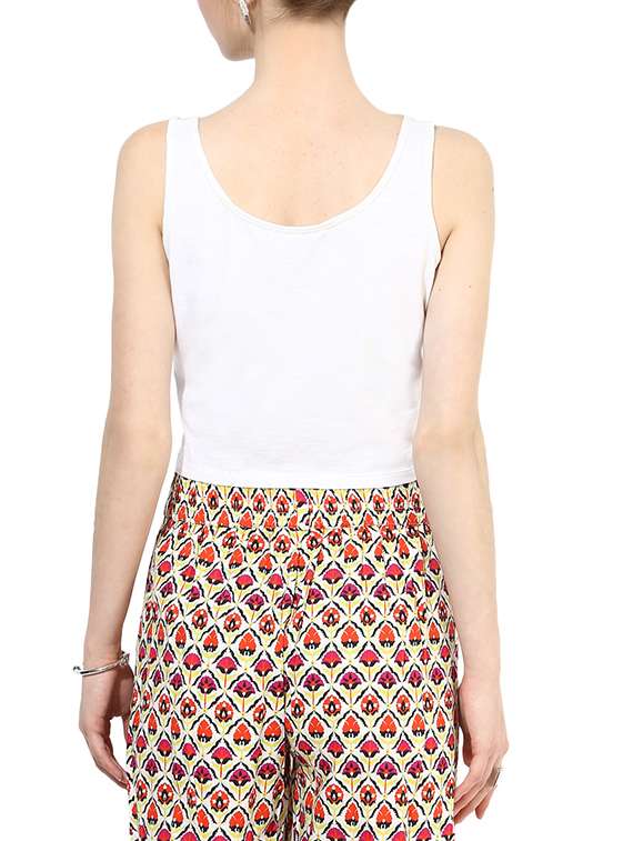 white cotton blend crop top - 14082601 - Standard Image - 2