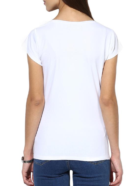 white cotton blend regular tee - 14082669 - Standard Image - 2