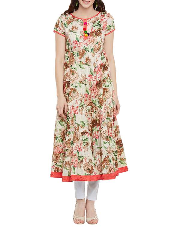 red cotton tiered kurta