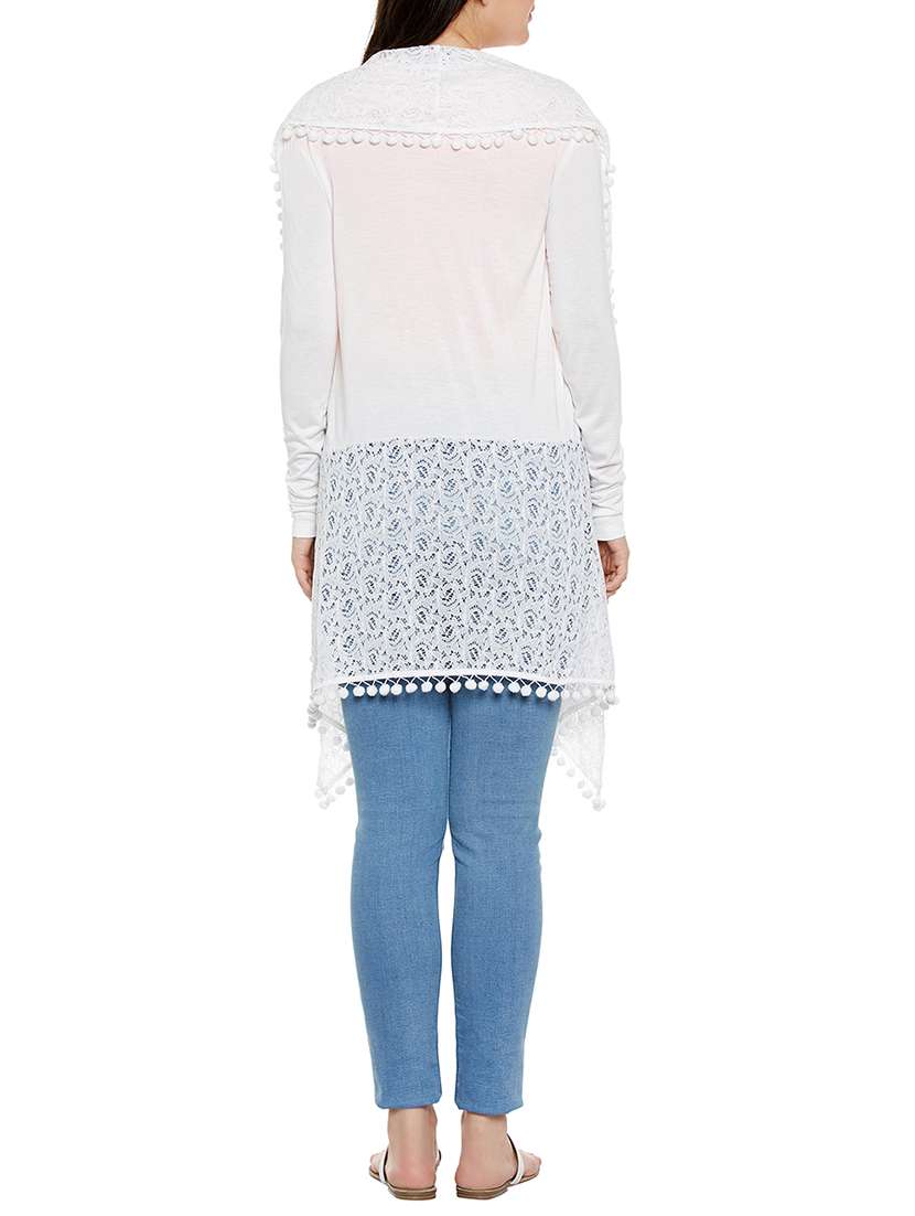 pom pom detail asymmetric shrug  - 14088406 -  Standard Image - 2