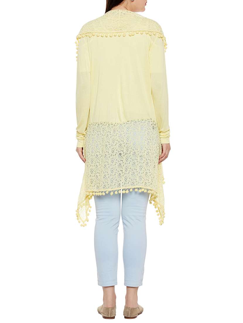 pom pom lace asymmetric shrug  - 14088408 -  Standard Image - 2