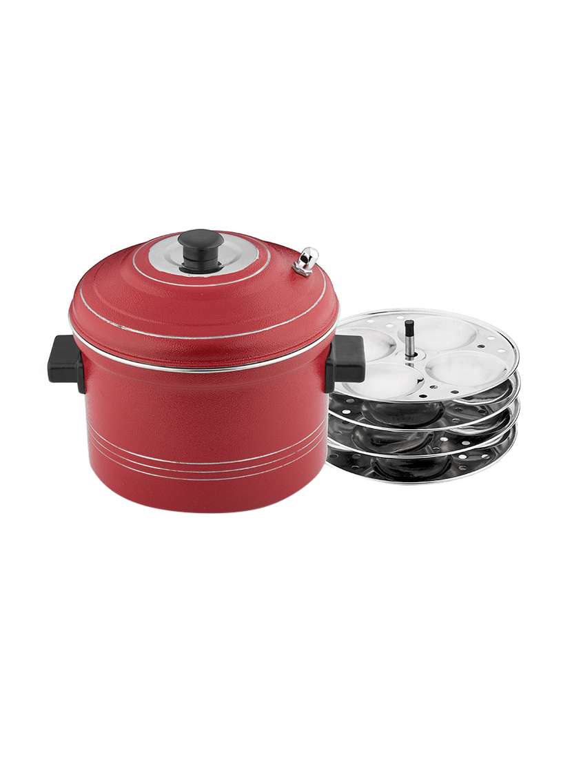 mahavir induction base idly cooker 16 idlys red color