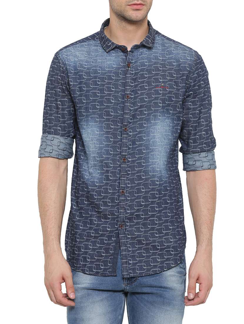 dark blue denim casual shirt