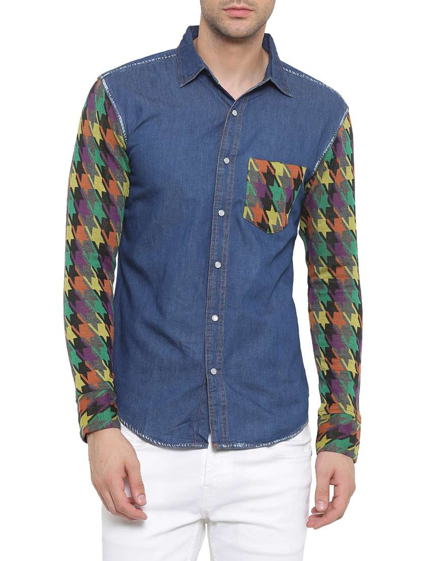 blue denim casual shirt