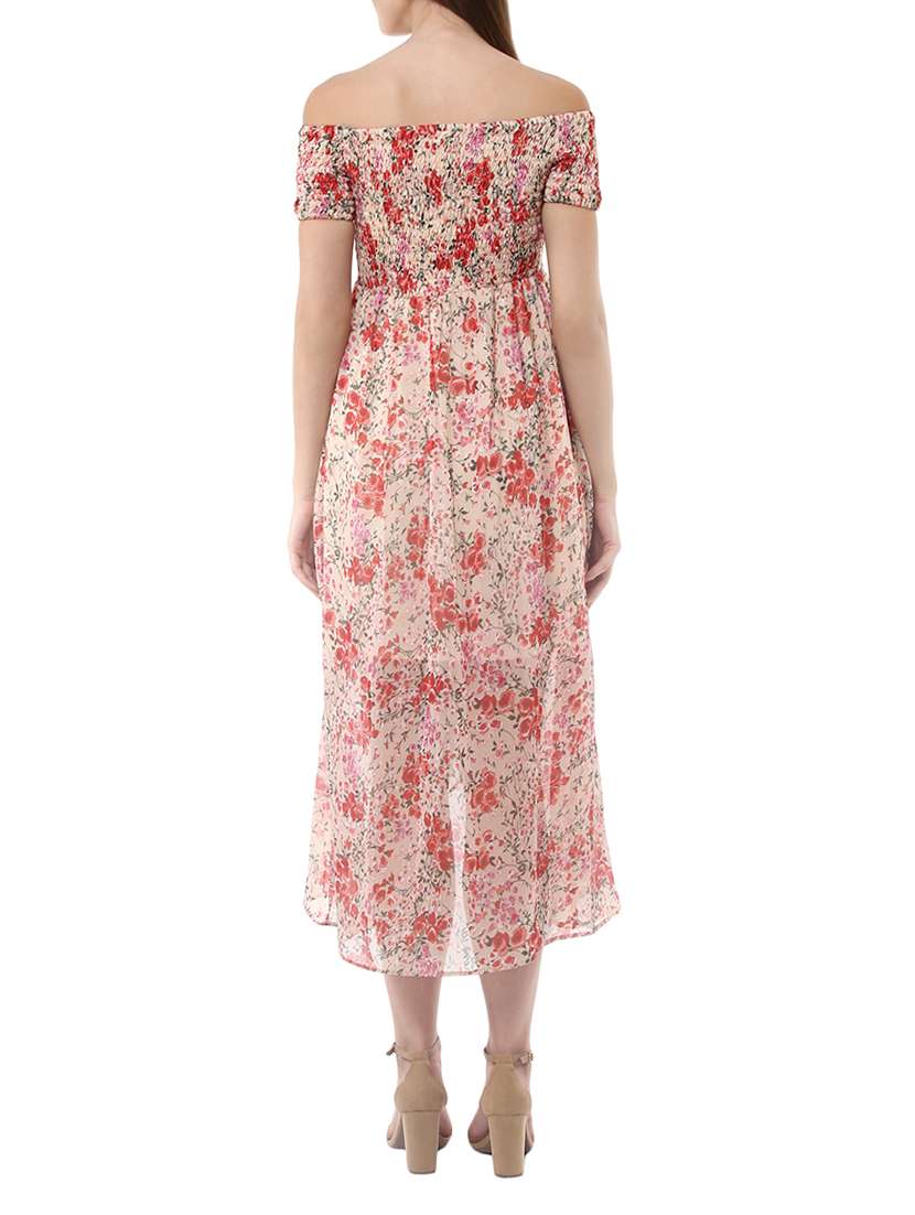 pink floral georgette asymmetric dress - 14094273 -  Standard Image - 2