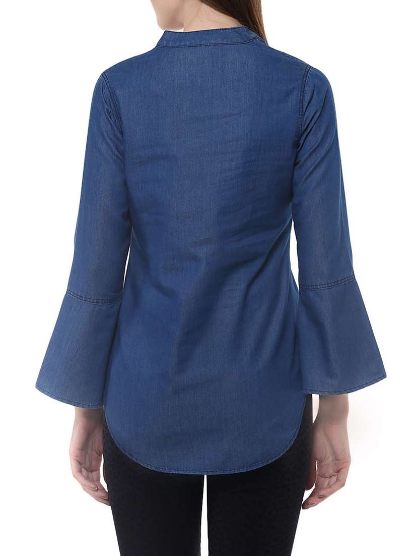 women's straight mandarin neck top - 14094361 -  Standard Image - 2