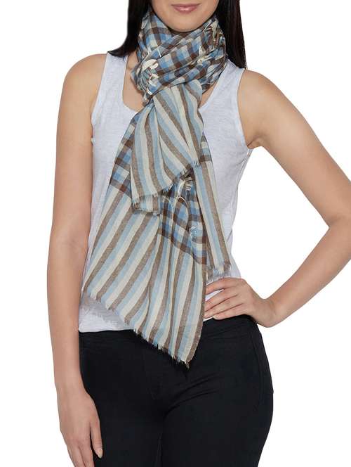women's checks print stole - 14096172 -  Standard Image - 0