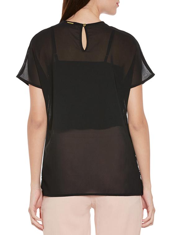 lace insert sheer embroidered top - 14096324 - Standard Image - 2