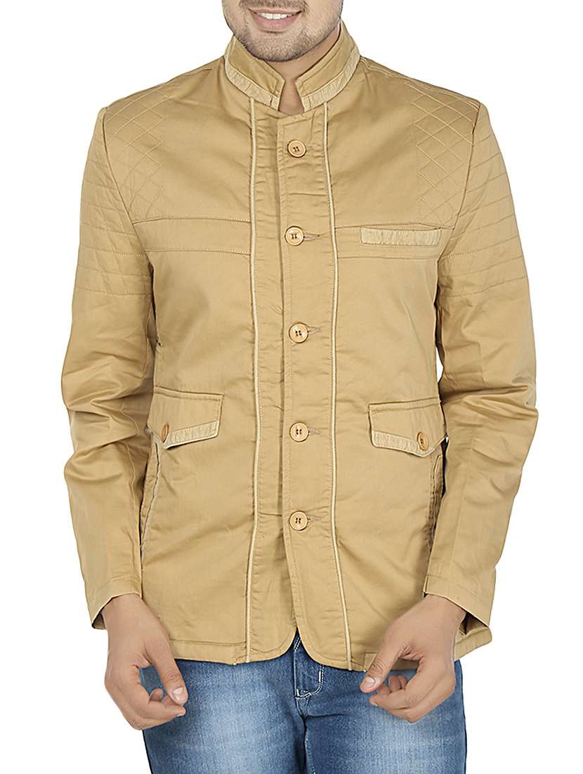 beige cotton casual blazer