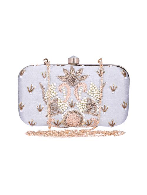 grey metal clutch - 14098061 - Standard Image - 0