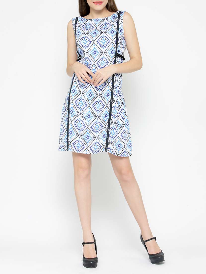 blue viscose a-line dress