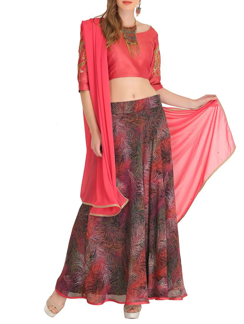 multicolored flared lehenga