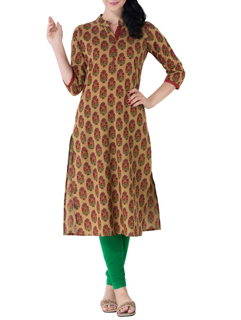 nude cotton straight kurta