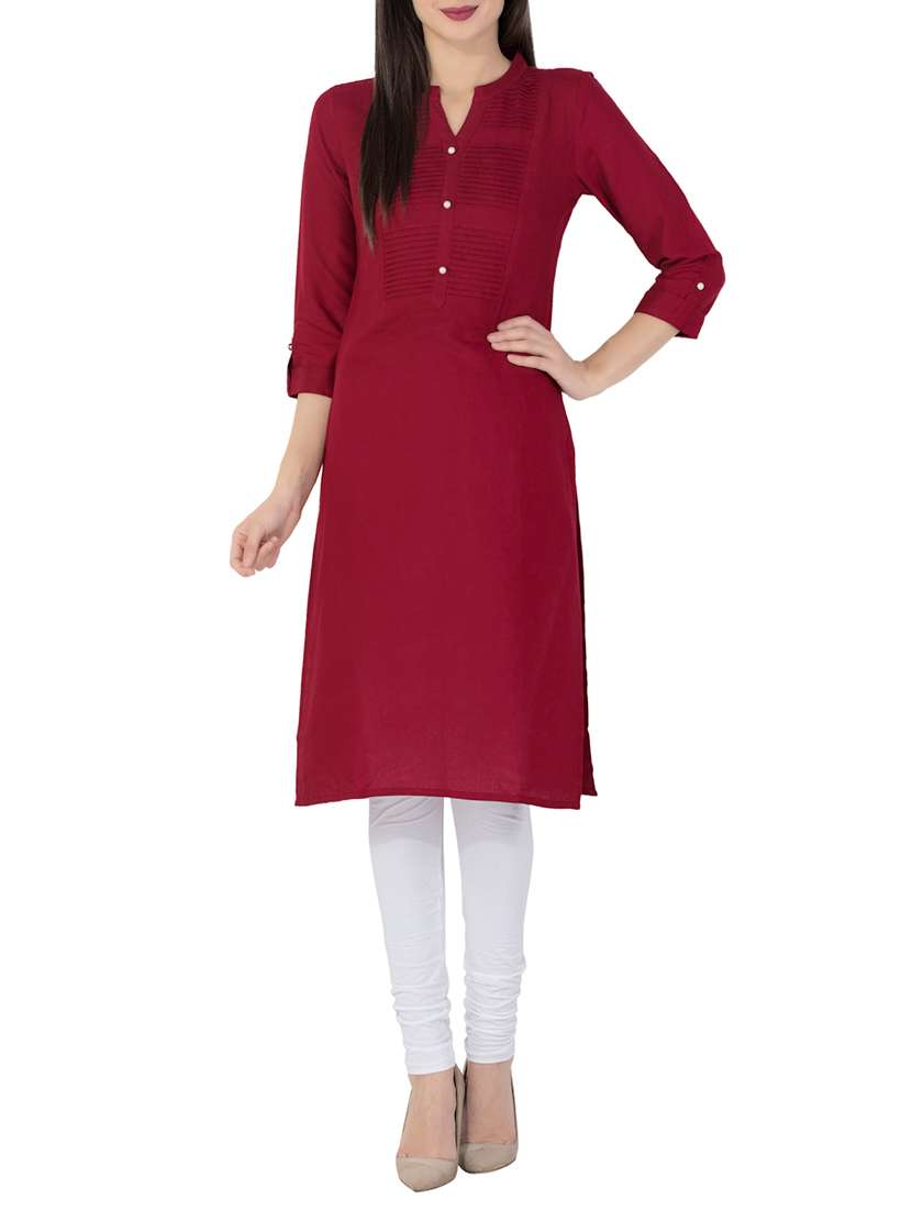 maroon rayon straight kurta
