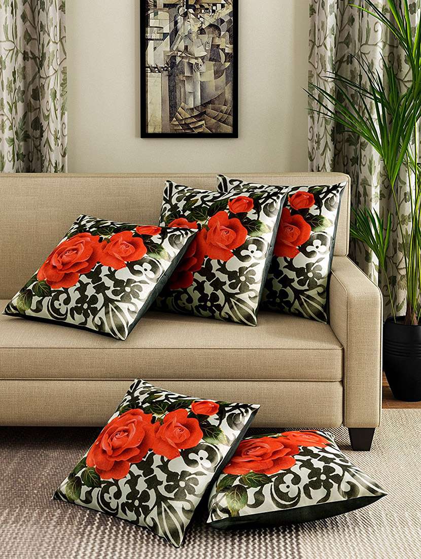 set of 5 polyester digital print cushion covers