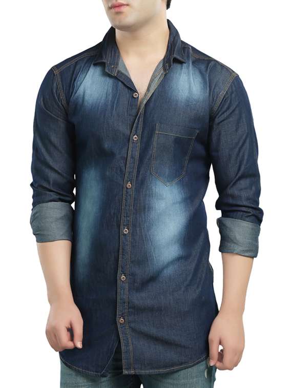dark blue denim casual shirt