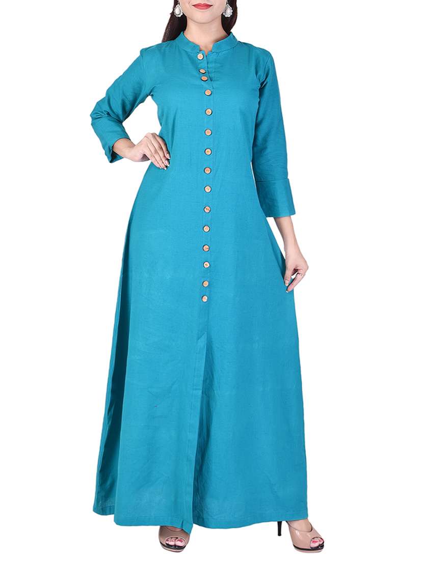 blue cotton aline kurta