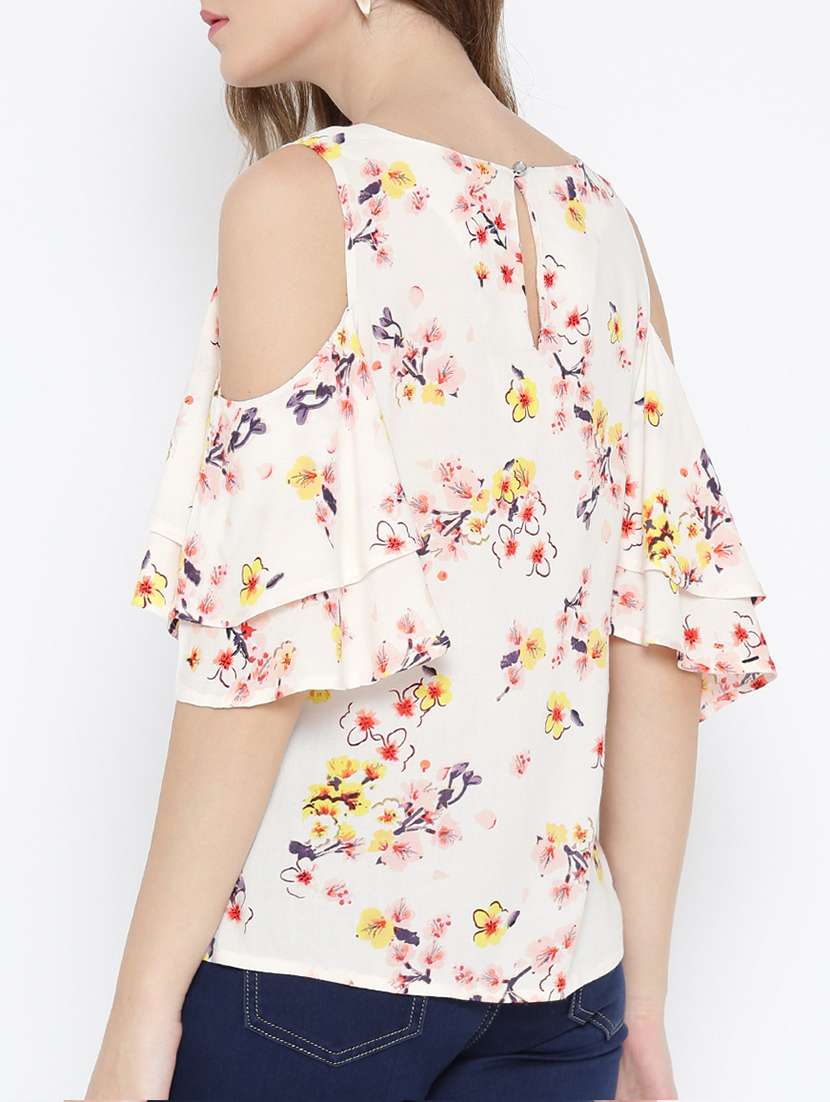 white floral printed viscose top - 14122927 -  Standard Image - 2