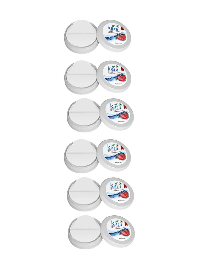 kara wipes nail polish remover, strawberry  (pack of 6)