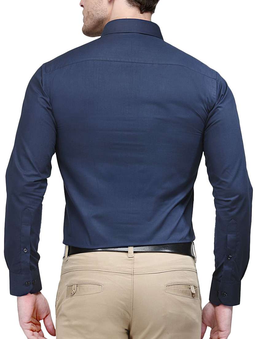 navy blue cotton casual shirt - 14129167 -  Standard Image - 2