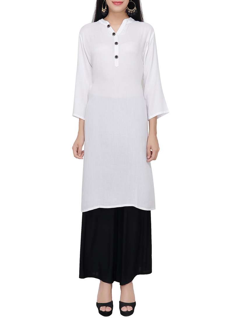 white rayon straight kurta