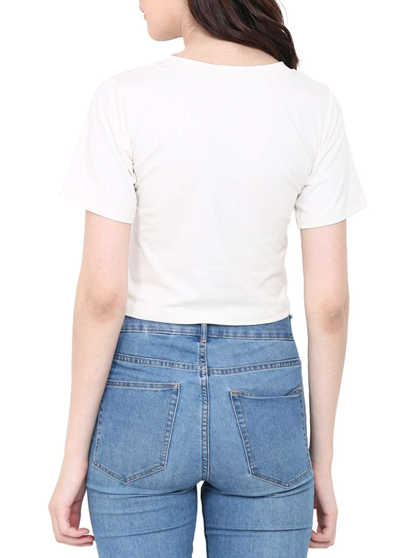 cream cotton crop top - 14129790 - Standard Image - 2