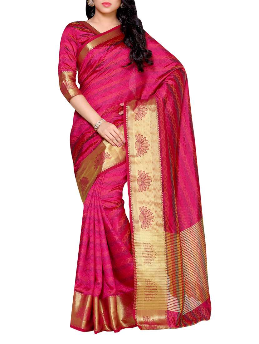 pink tussar saree