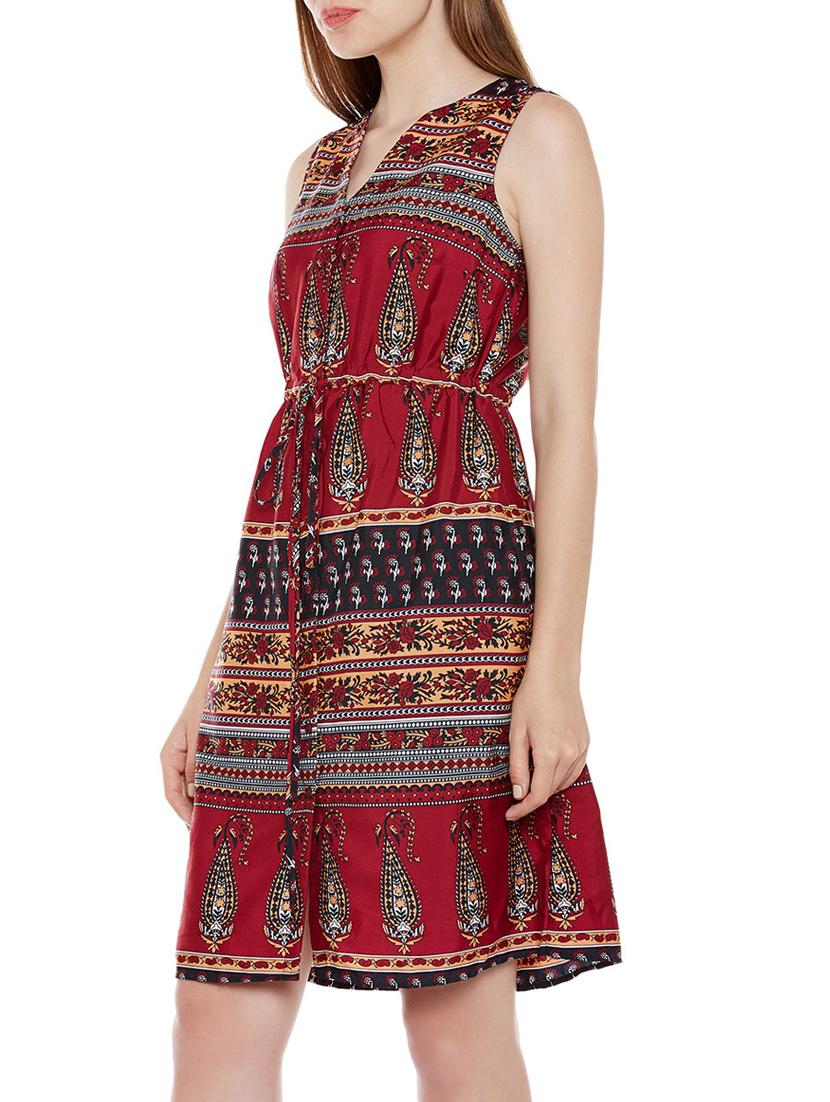 maroon a-line dress - 14137714 - Standard Image - 2