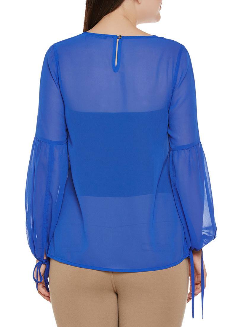 lantern sleeved sheer top - 14137761 - Standard Image - 2