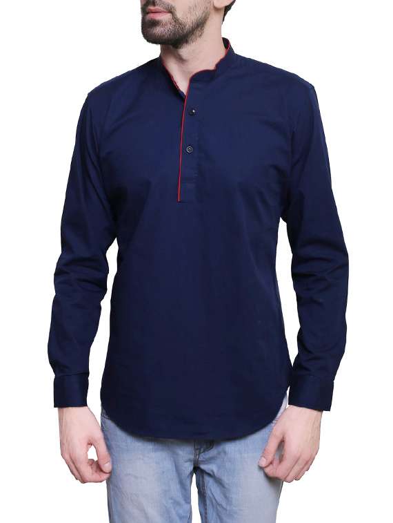 navy blue cotton short kurta