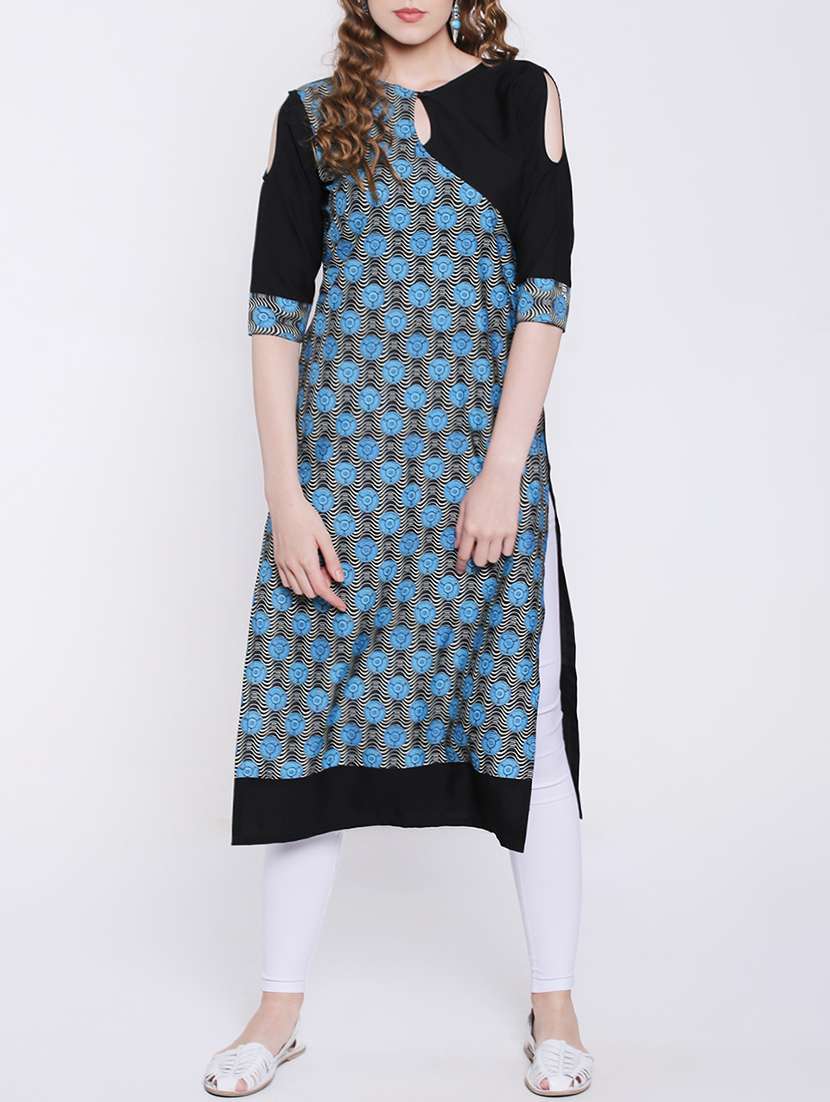 black crepe straight kurta